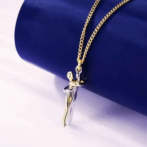 Colar Feminino Delicado - Abraço Eterno + Bolsa de Veludo