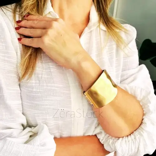 Pulseira Bracelete Dourado Escovado ZeraStock Bone