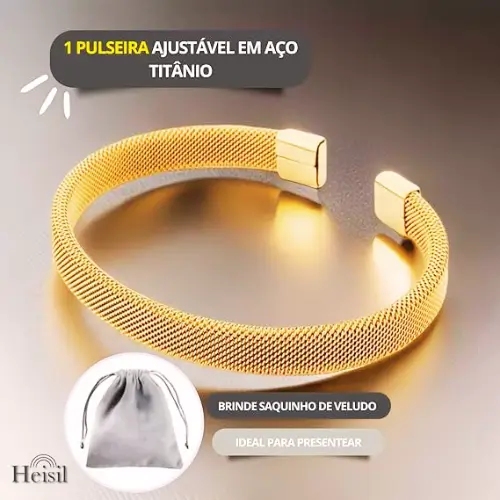 Pulseira Feminina Ajustável Em Aço Titânio, Não Enferruja