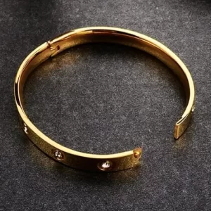 Pulseira Bracelete Feminino Dourado Vanglore 1250 com Pedras - Aço Inoxidável Banhado a Ouro
