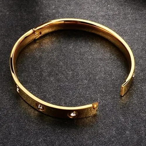 Pulseira Bracelete Feminino Dourado Vanglore 1250 com Pedras - Aço Inoxidável Banhado a Ouro