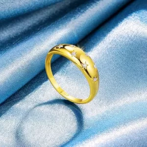 Anel Feminino Aparador Aliança Banhado A Ouro Minimalista