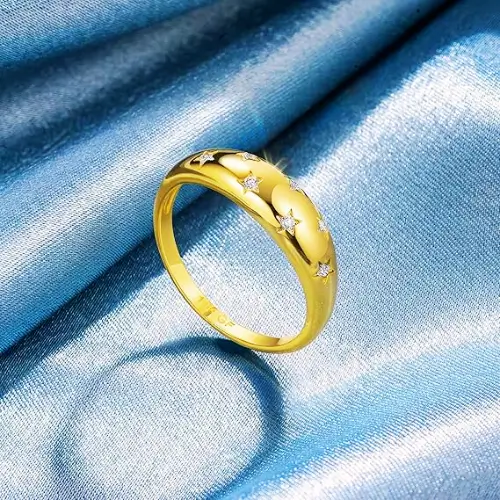 Anel Feminino Aparador Aliança Banhado A Ouro Minimalista