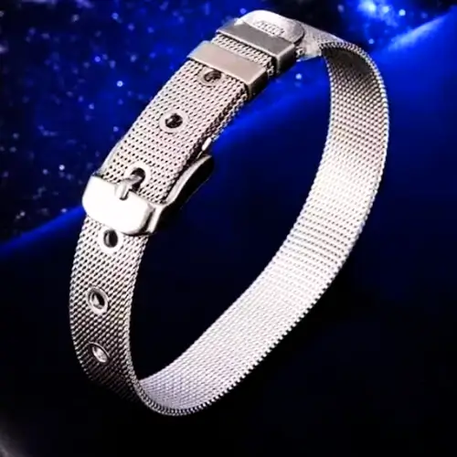 Pulseira de Malha de Aço Inoxidável Estilo Fivela