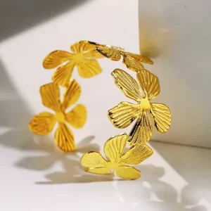 LOMISS BRACELETE FOLHEADO A OURO 18K FLORES