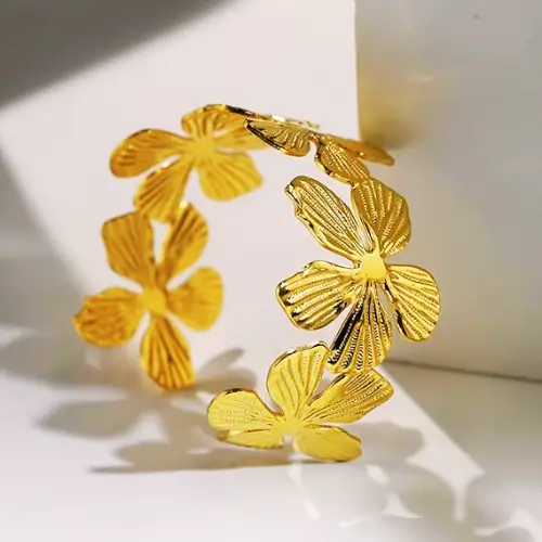 LOMISS BRACELETE FOLHEADO A OURO 18K FLORES