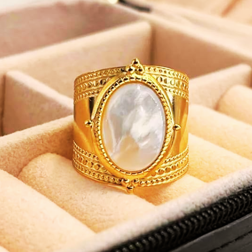 Anel Banhado a Ouro 14k com Pedra Turquesa
